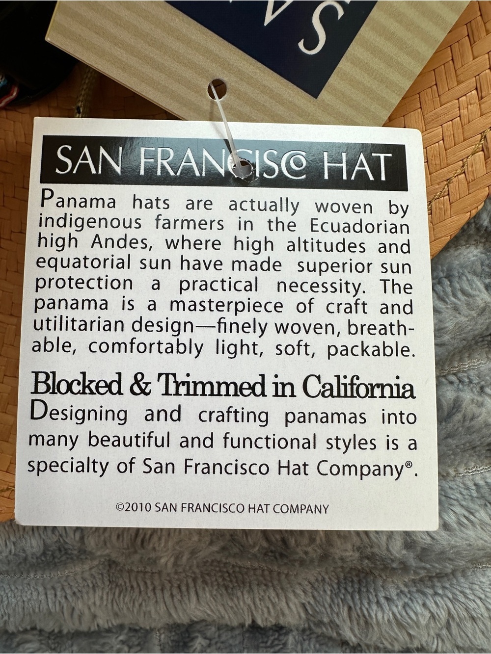 San Francisco hat co  straw Panama fedora hat with SPF 50 - Picture 11 of 13